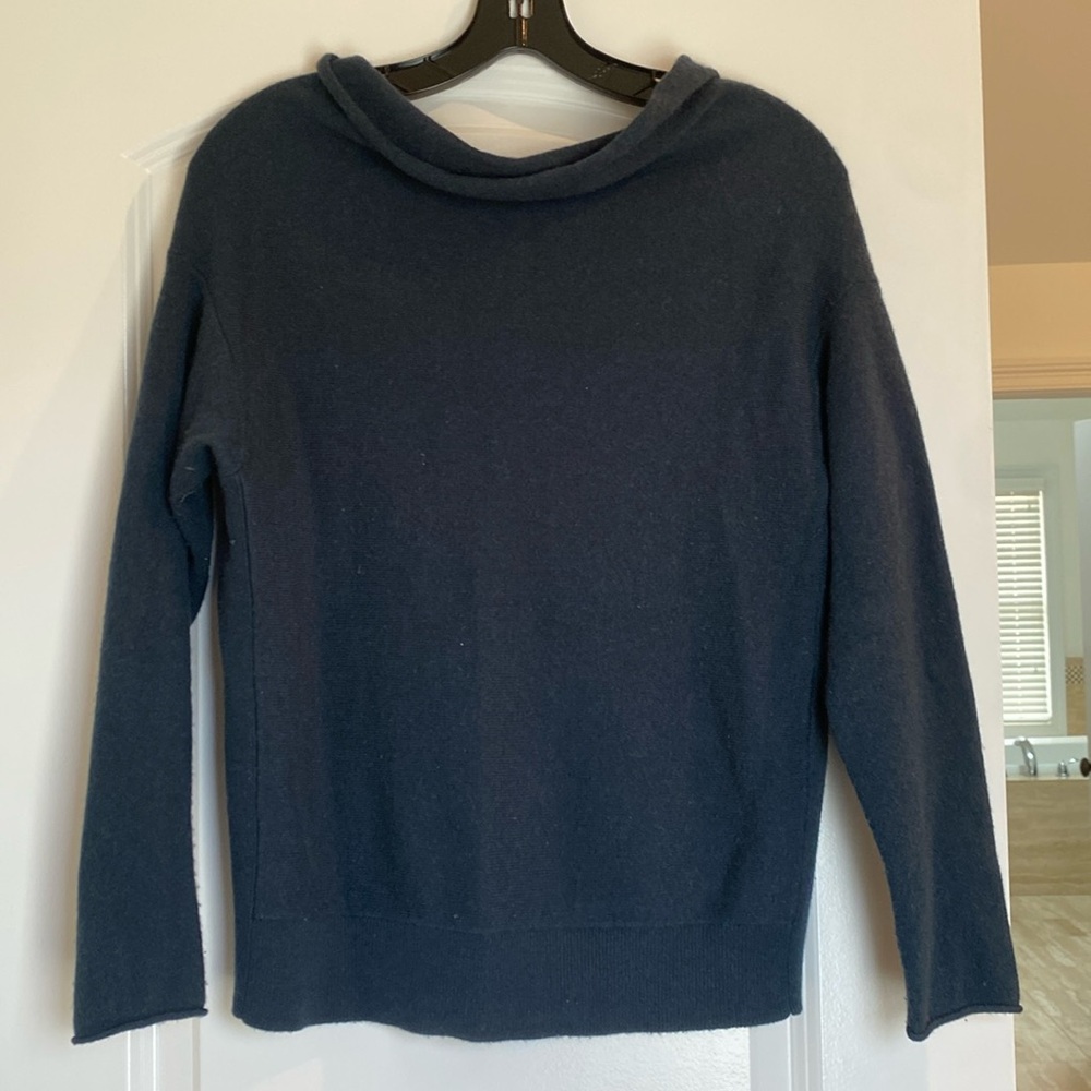 Teal cashmere club Monaco cowl neck sweater